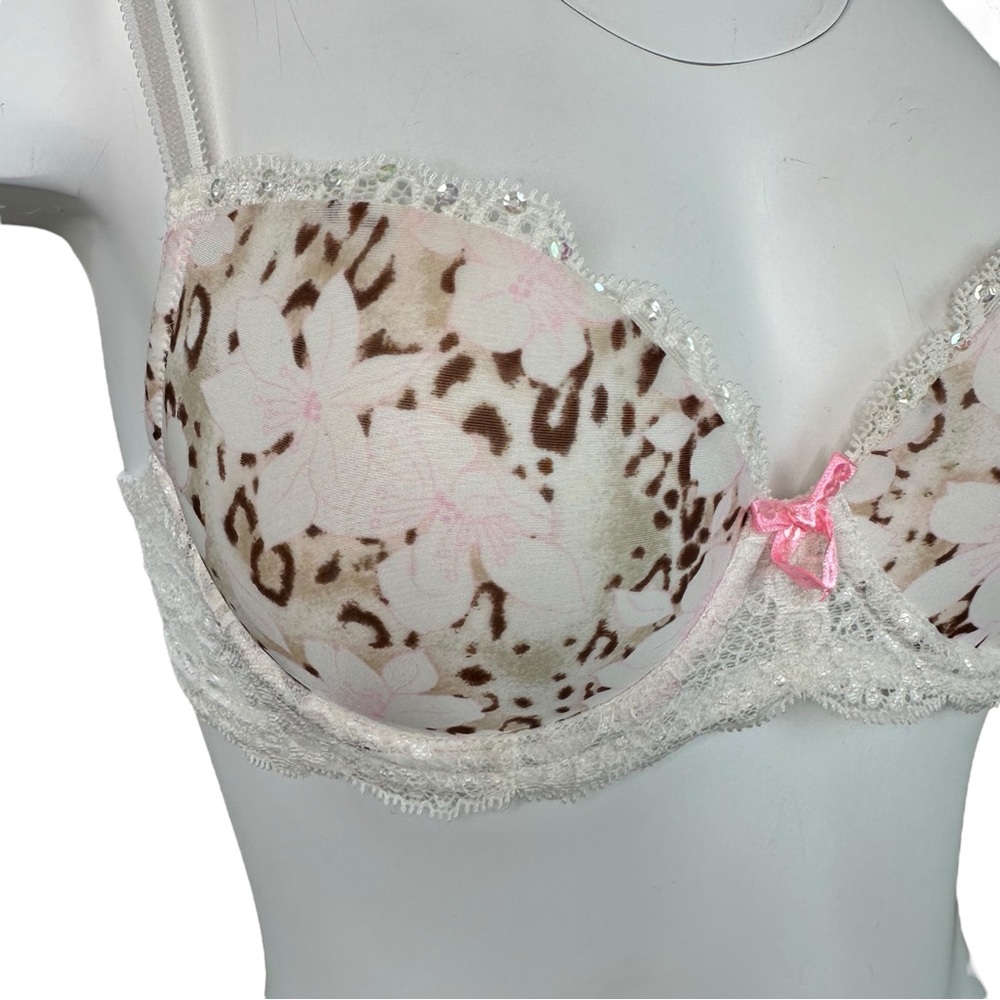 Victorias Secret Dream Angels Demi Bra Floral Lace Rhinestone Size 34B - Picture 2 of 8